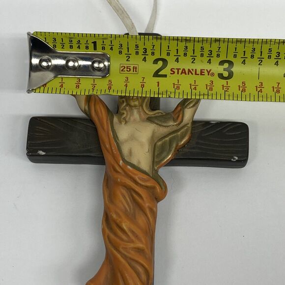 Ceramic Cross Crucifix Jesus Hand Painted VTG 7” Tall Wall Hanging - AS IS - Picture 8 of 10